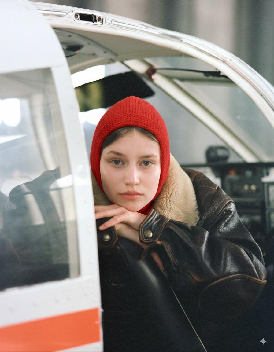 Hand-knitted Adult Bow Tie Bonnet hat in Hot Red