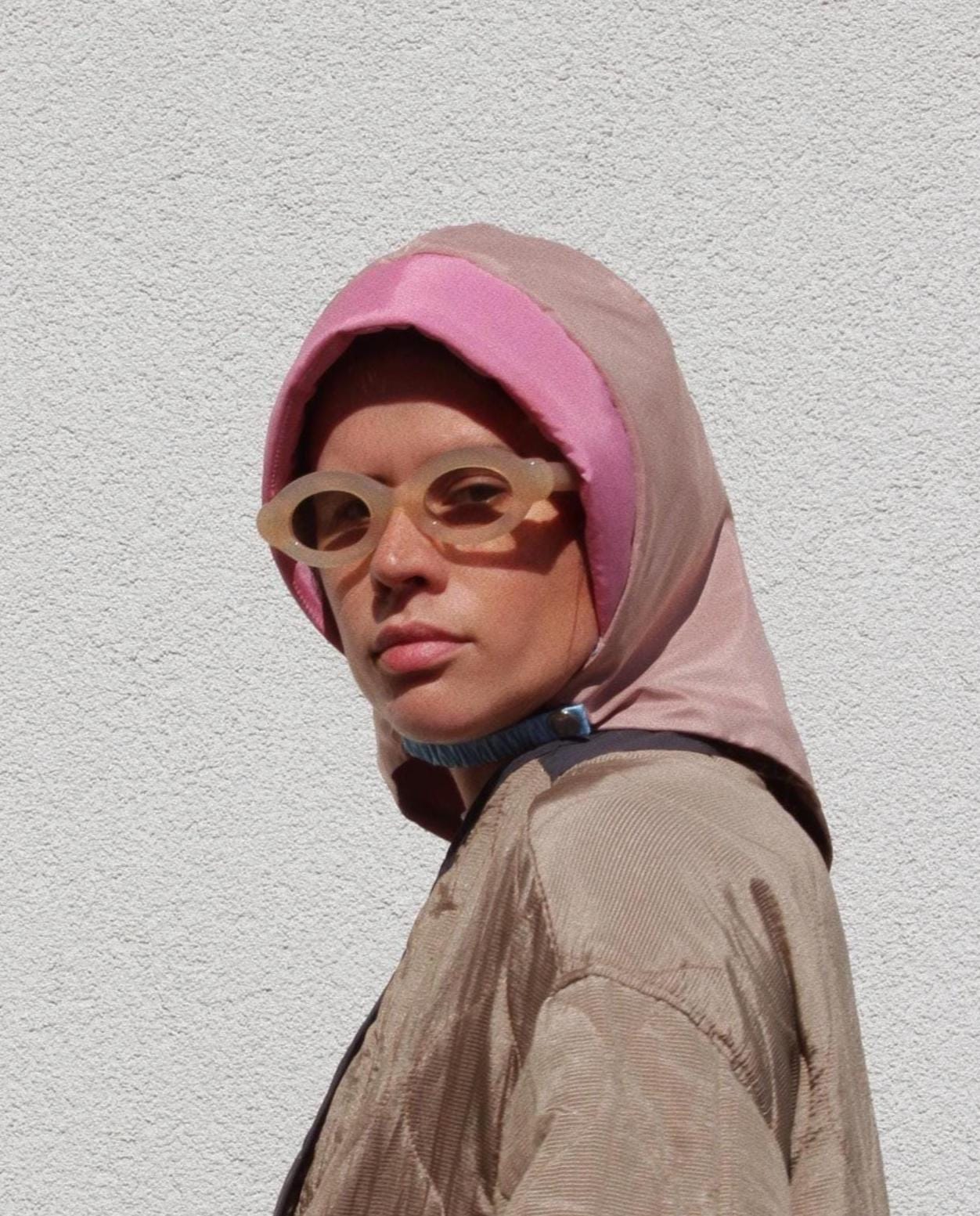 Rain Headscarf in Pink & Beige