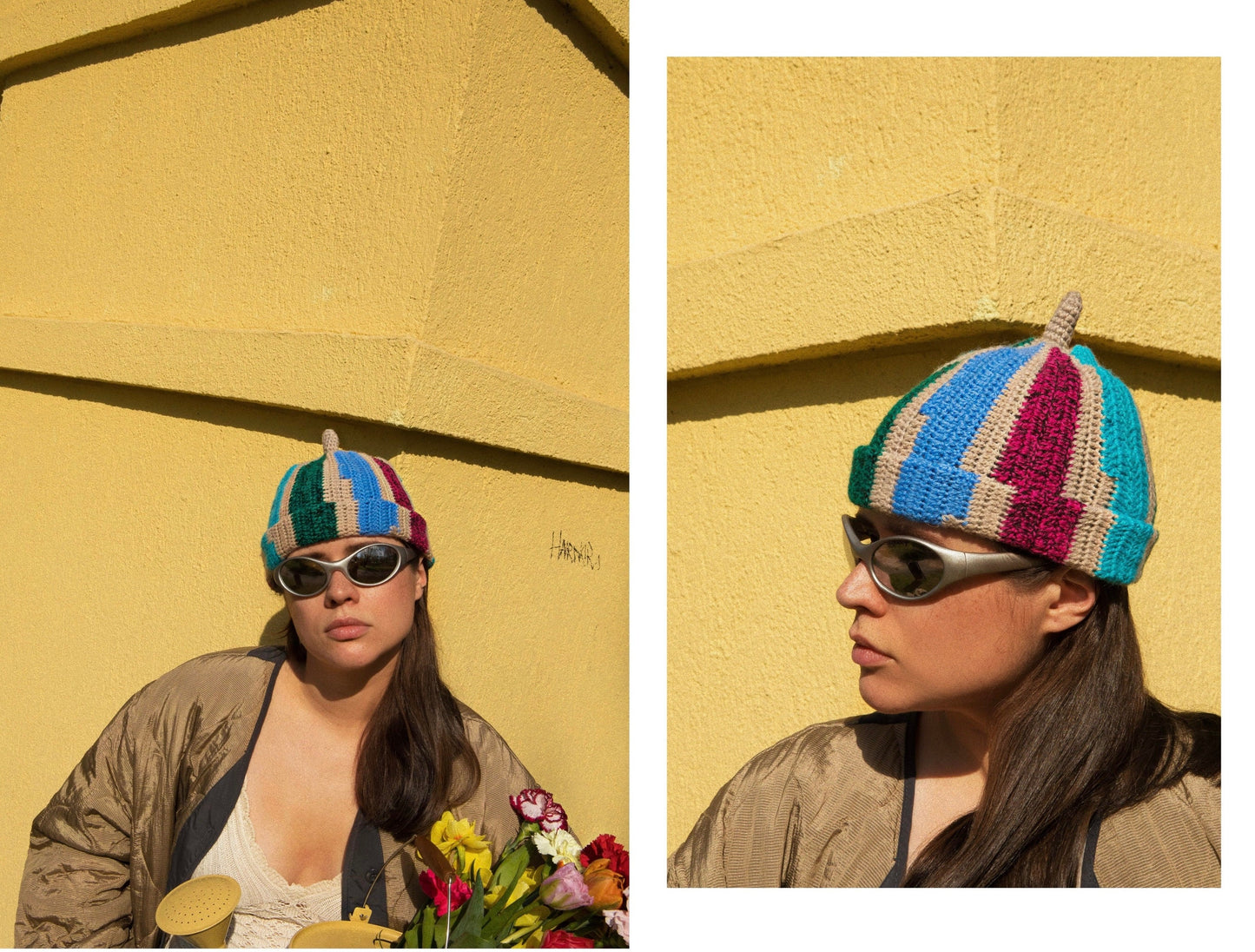 Multicolored Teletubby Striped Crochet hat