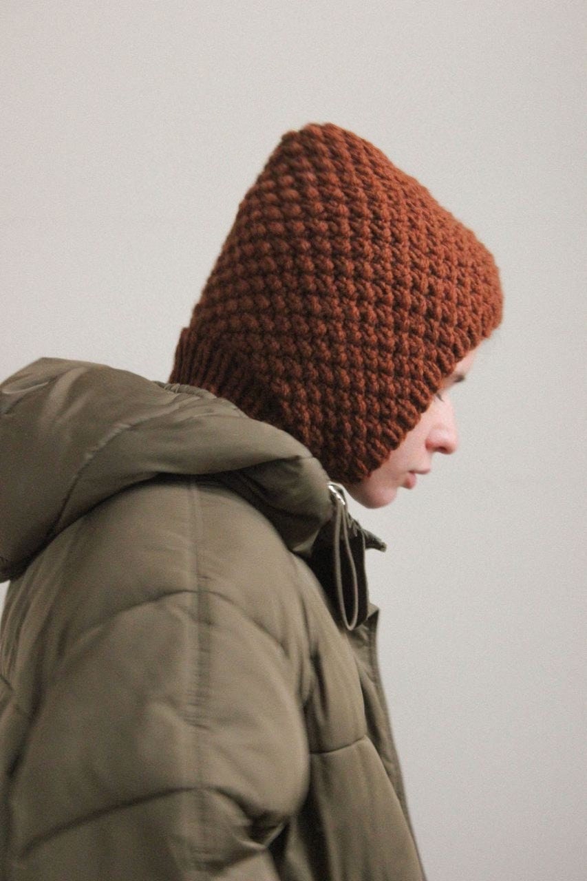 Balaclava Woolen hat in teddy brown ,mango socky balaclava knit beanie,knit helmet,knit hat,crochet balaclava, knitted hood