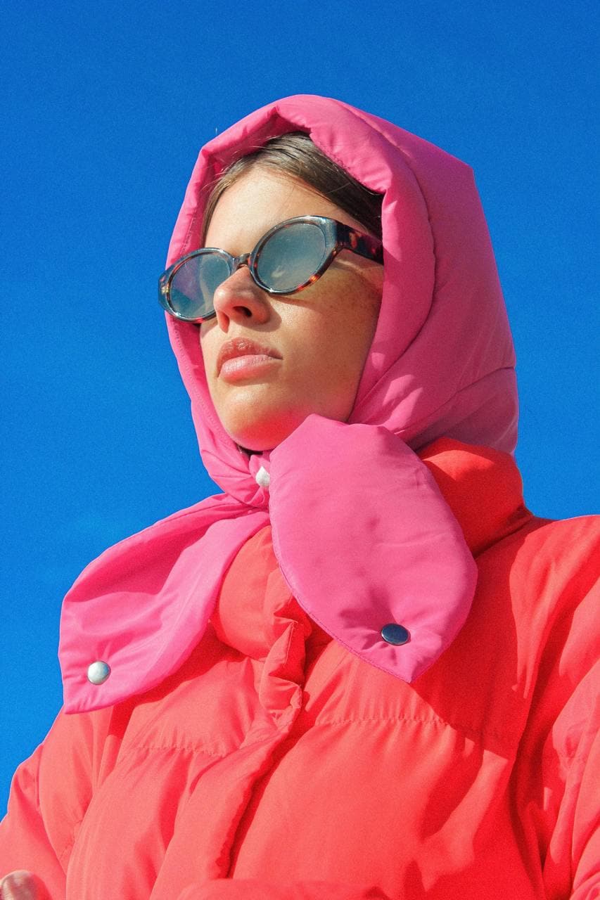 Pillow Puffer Headscarf - Balaclava in Hot Pink
