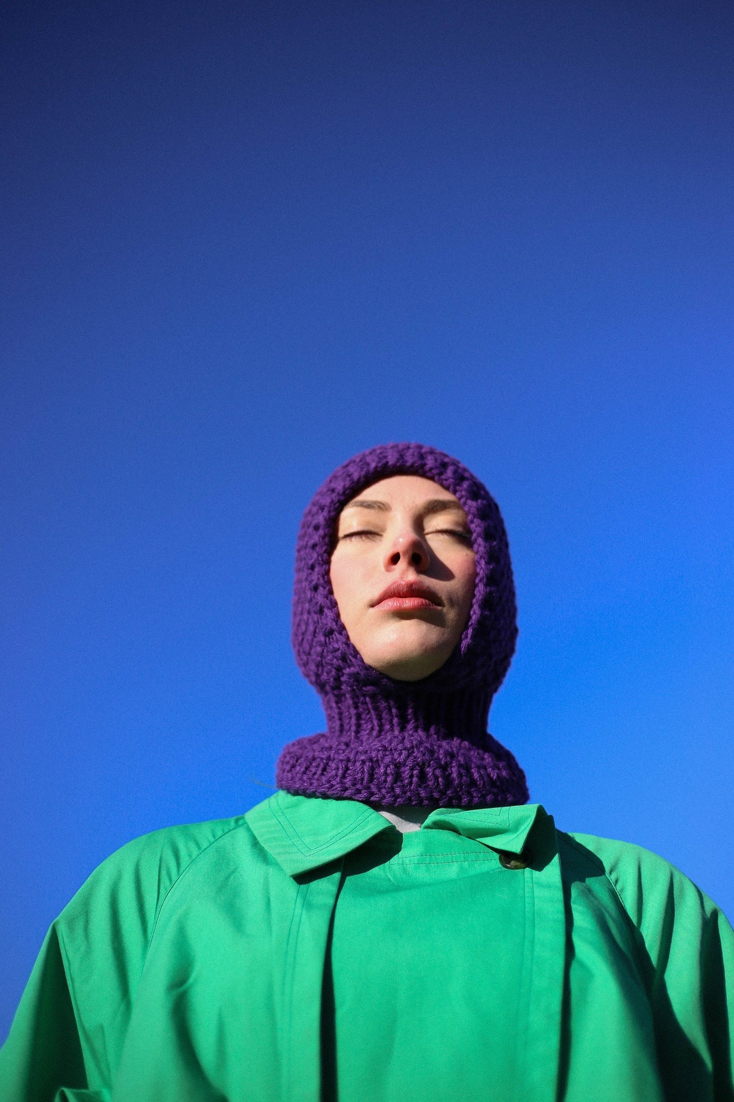 Chunky Woolen Balaclava in Purple