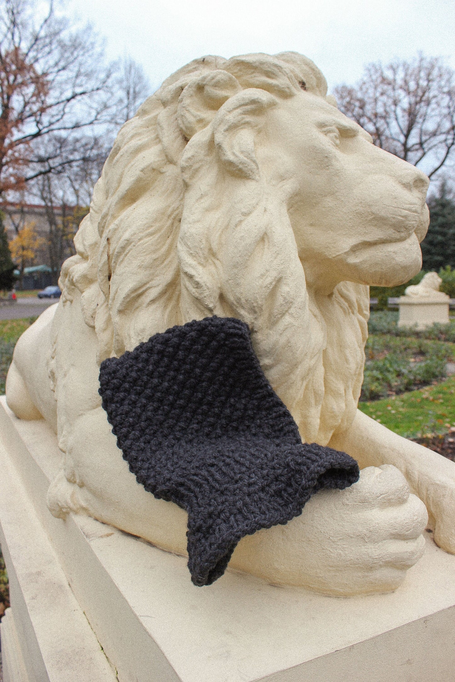 Chunky Woolen Balaclava in Charcoal Black