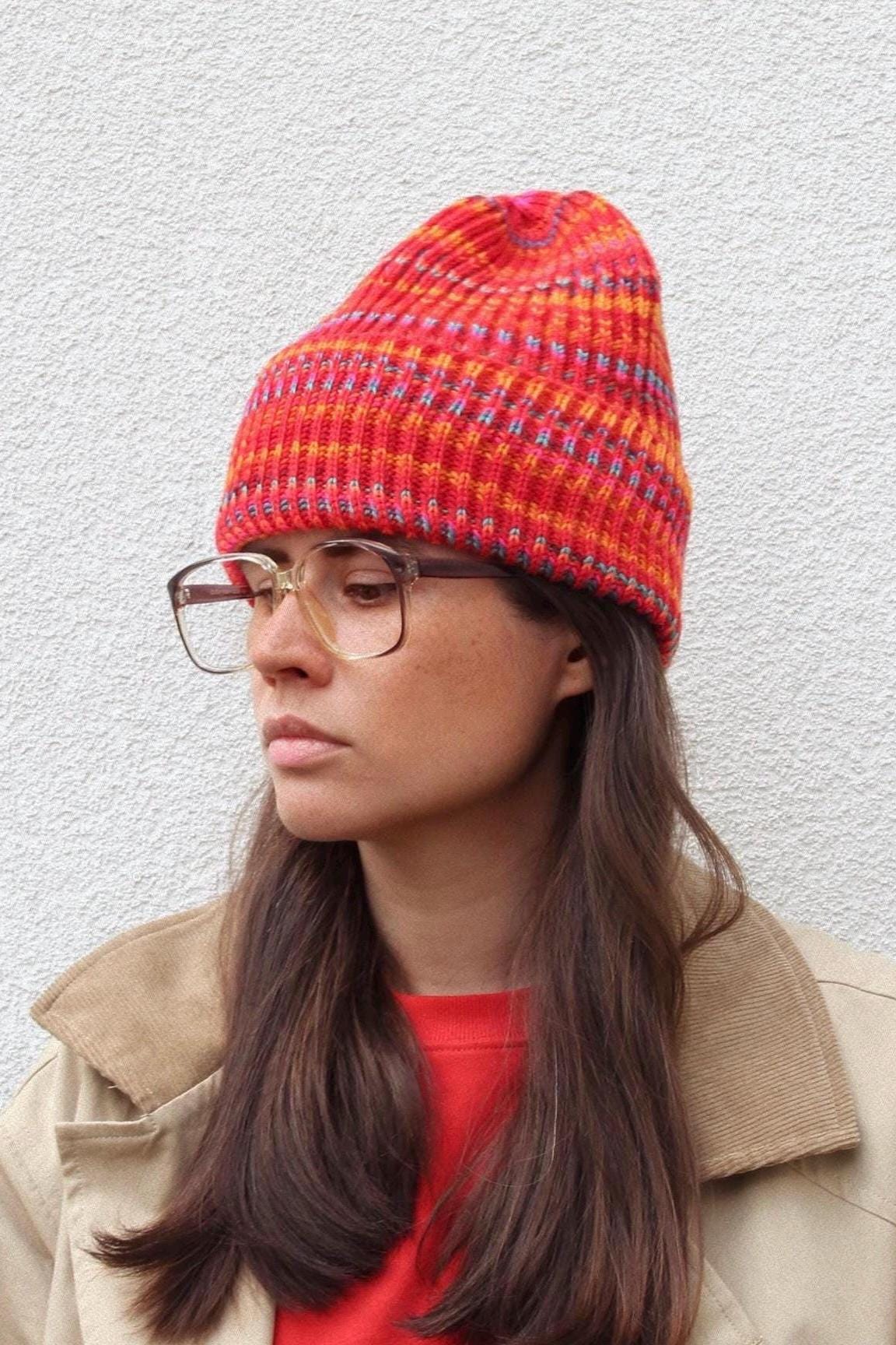 Vibrant Multi Coral beanie hat