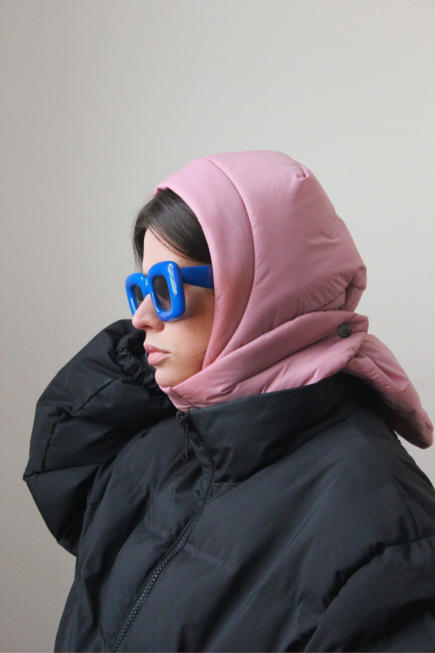 Pillow Puffer Headscarf - Balaclava in Dark Pink