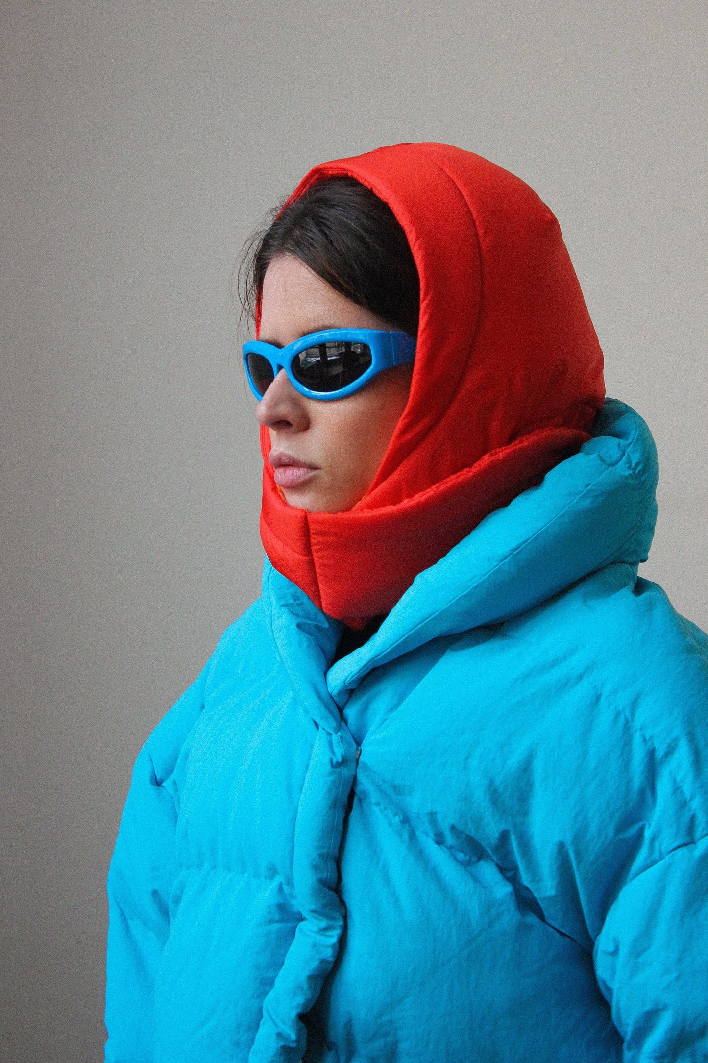 Pillow Puffer Headscarf - Balaclava in Orange