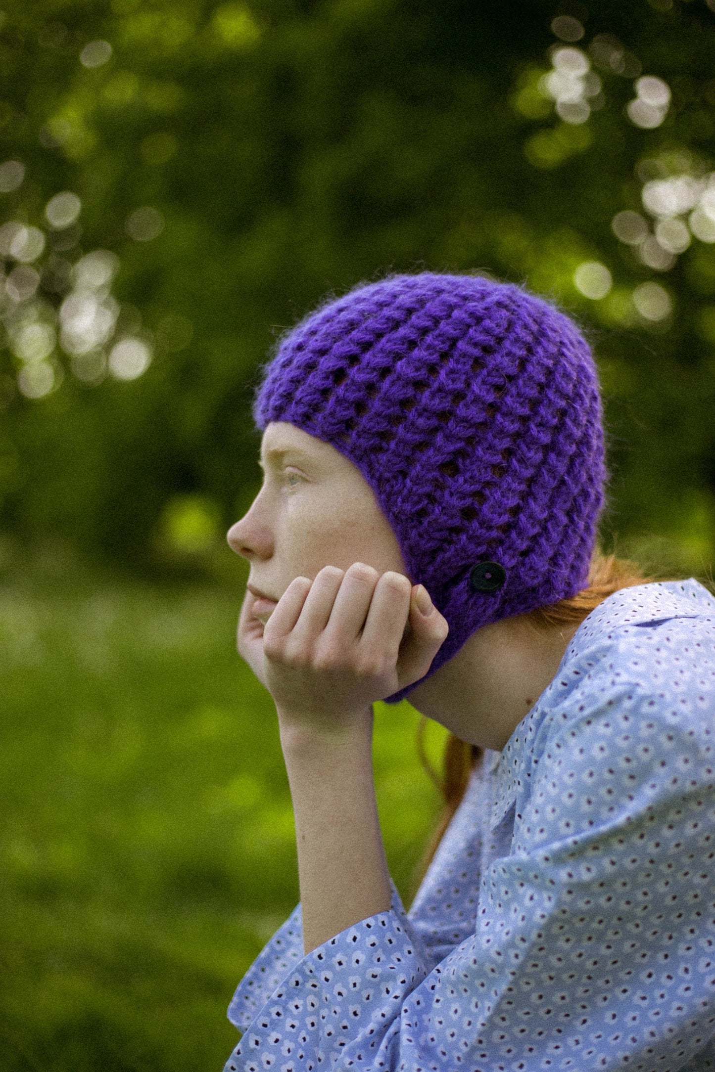 Aviator Bonnet Hat in Rich Purple