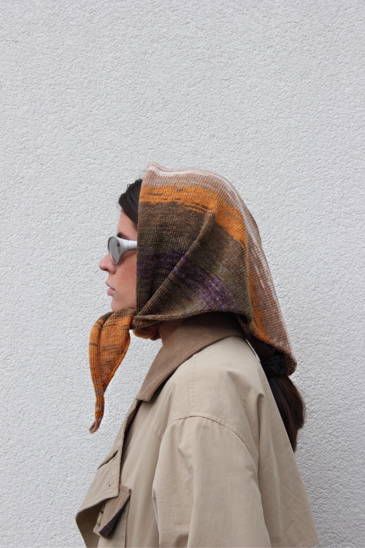 Hand - knitted Random Mustard Headscarf