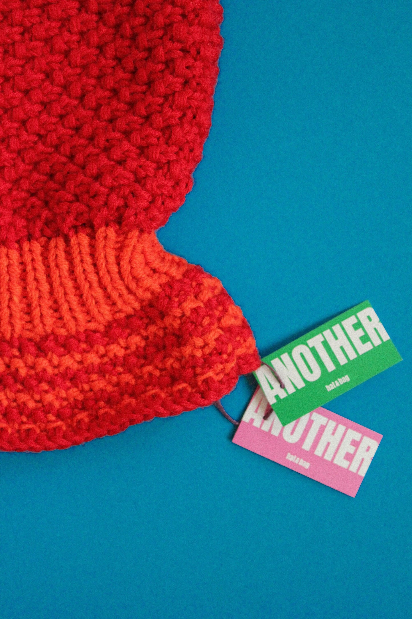 Chunky Woolen Balaclava in Red & Orange