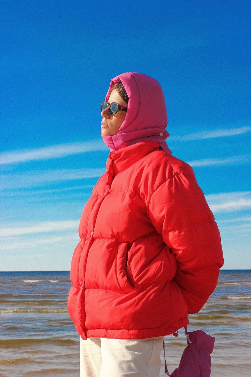 Pillow Puffer Headscarf - Balaclava in Hot Pink