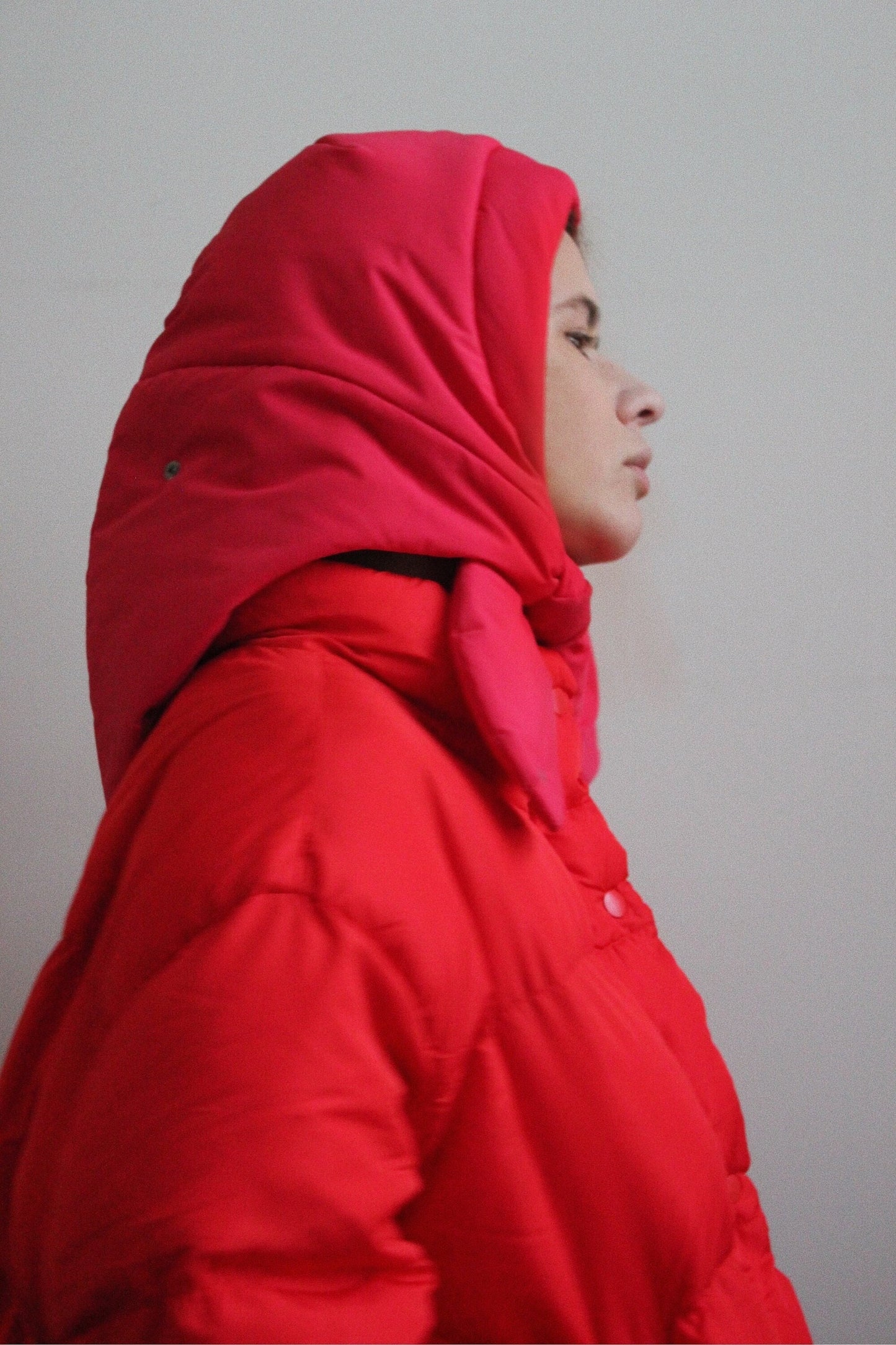 Pillow Puffer Headscarf - Balaclava in Red