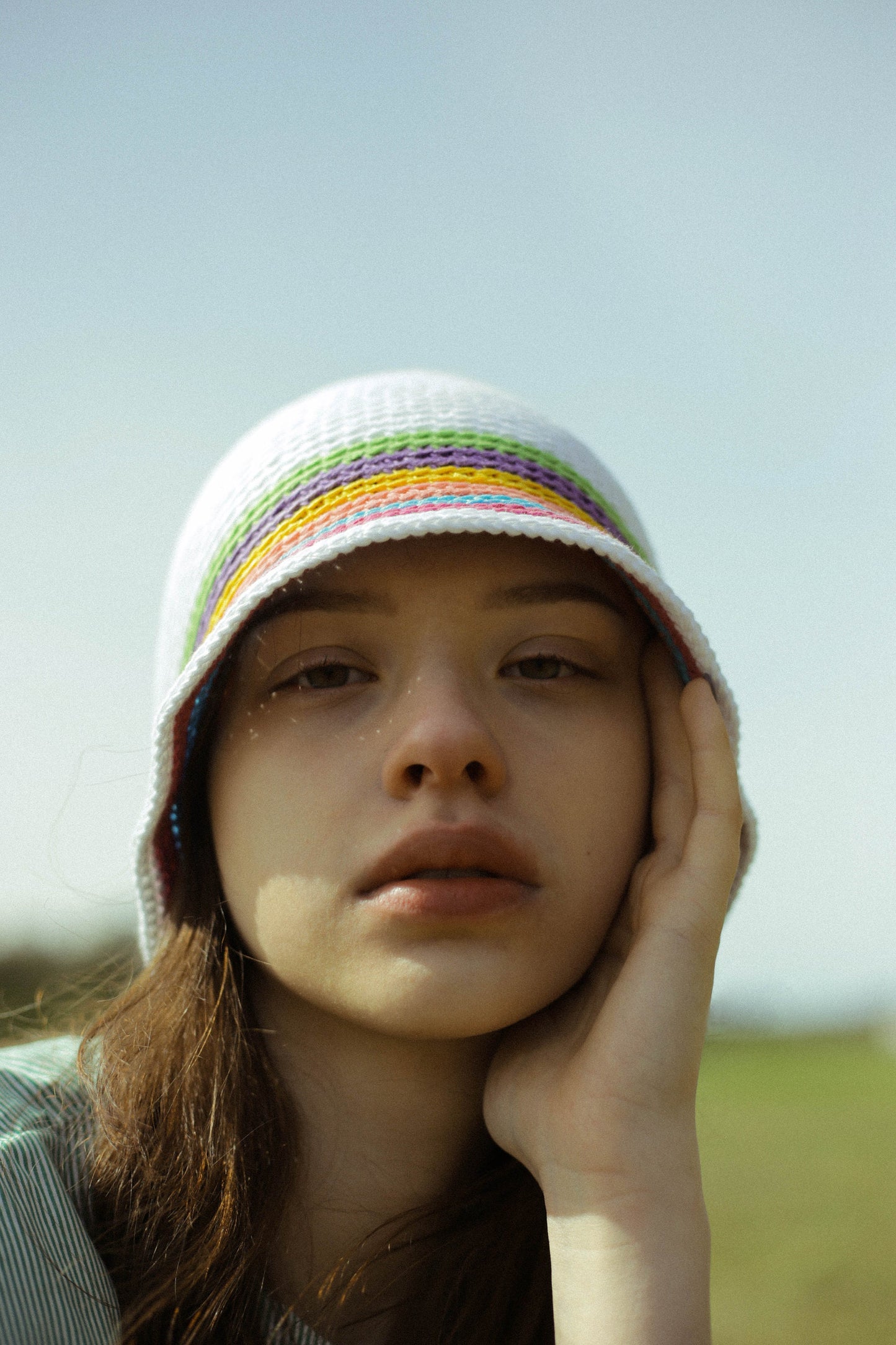 Hand-knitted crochet multi colored bucket hat