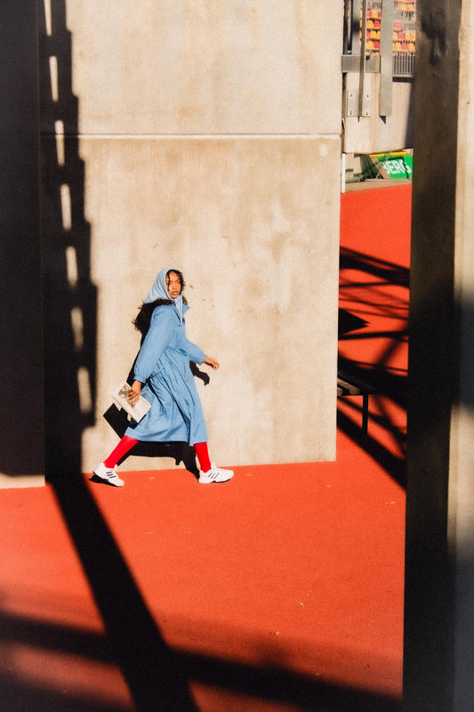 Hand - knitted Headscarf in Baby blue