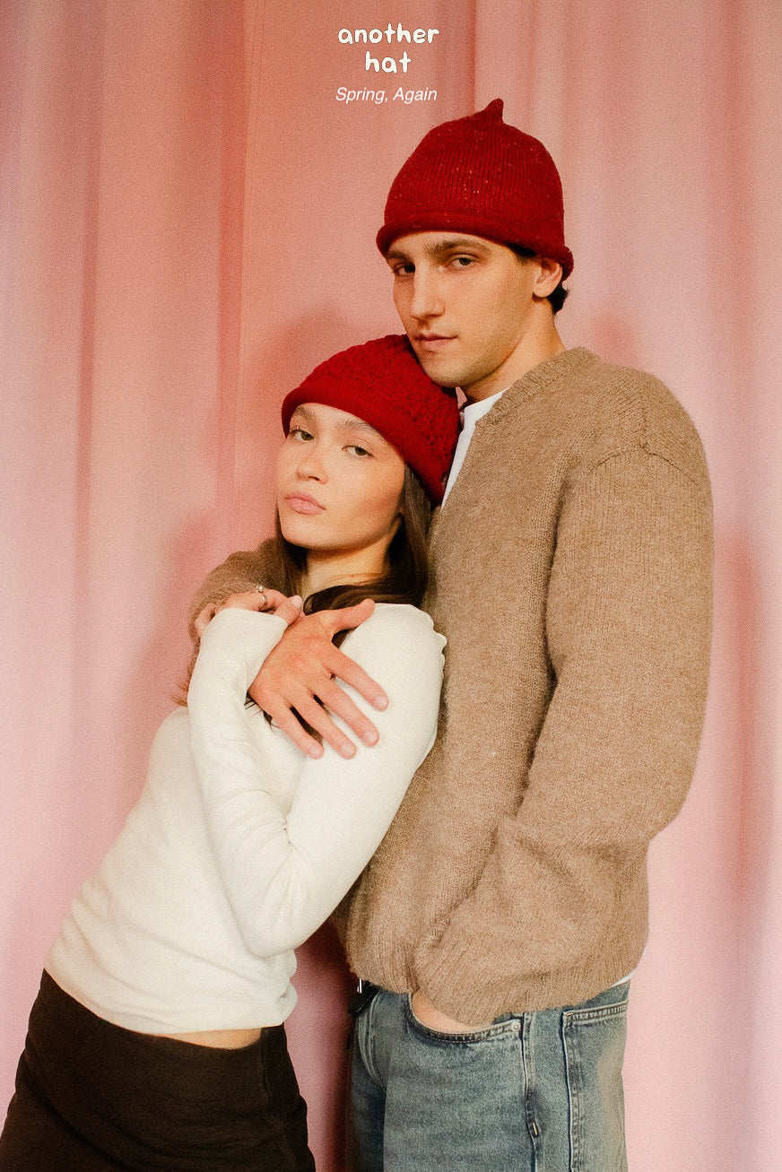 Cotton Lace Crochet Teletubby Hat in Red