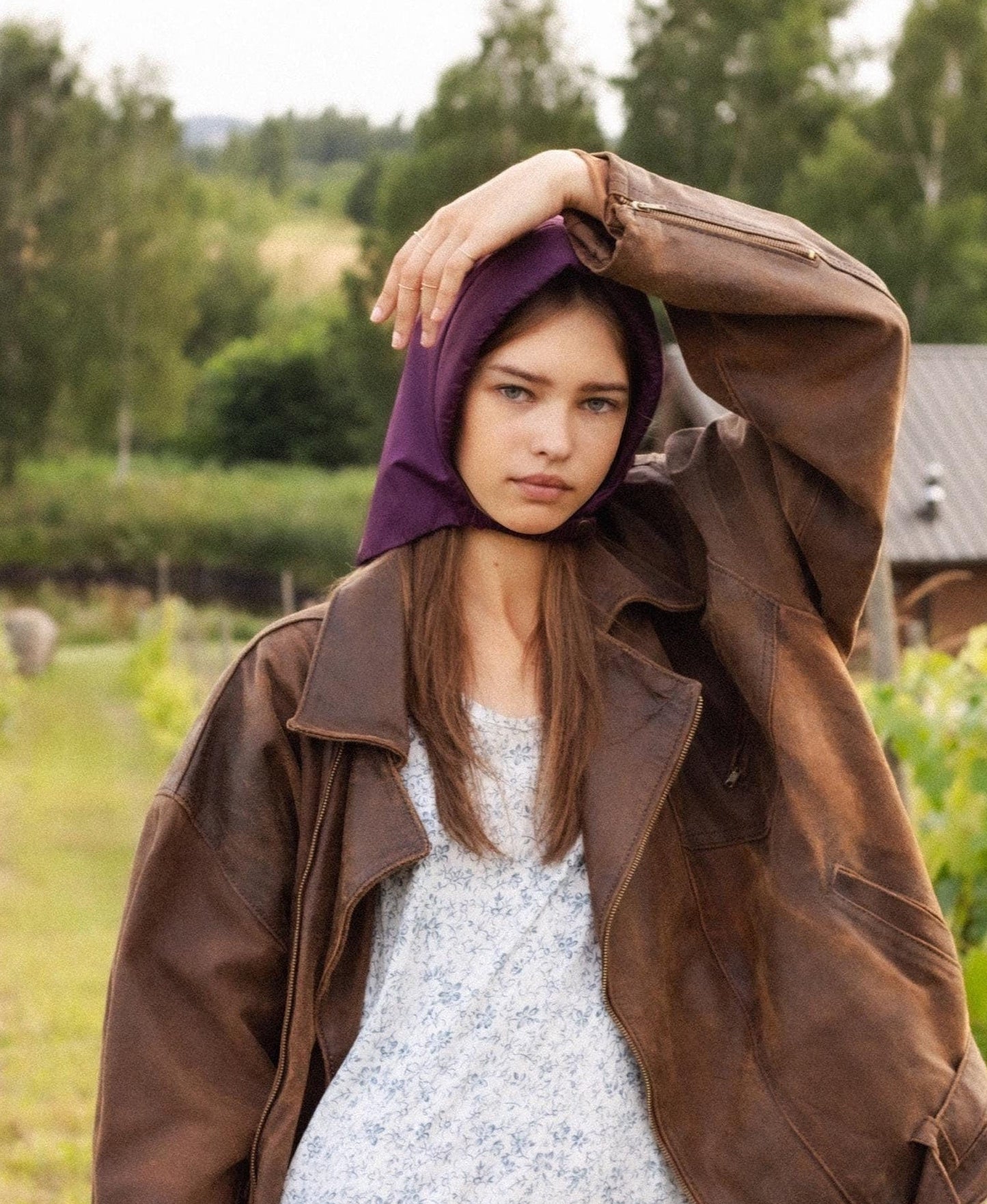 Rain Headscarf  in Purple