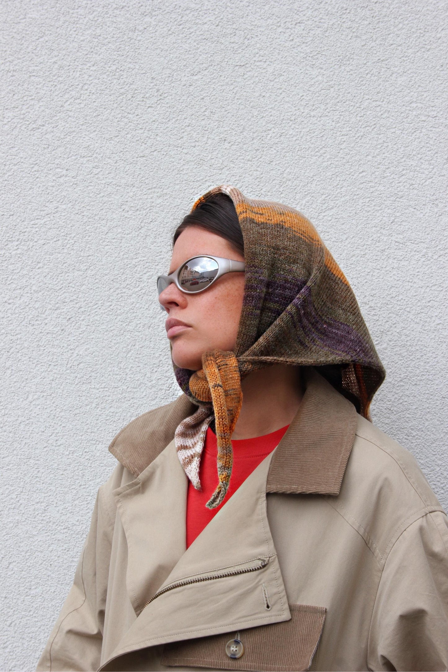 Hand - knitted Random Mustard Headscarf