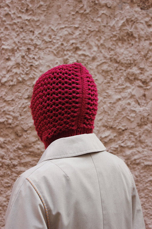 Demi - season Balaclava hat in crimson pink ,mango socky balaclava knit beanie,knit helmet,knit hat,crochet balaclava, knitted hood