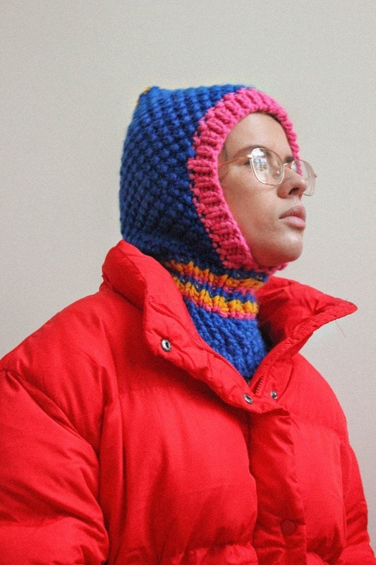Multicolored Balaclava Woolen Chunky hat ,mango socky balaclava knit beanie,knit helmet,knit hat,crochet balaclava, knitted hood